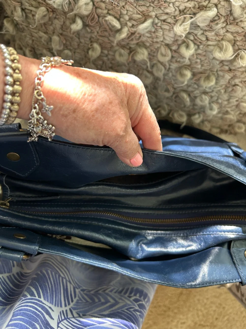 Latigo Navy Leather Tote Bag